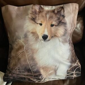 Adorable Collie Dog Print Pillow